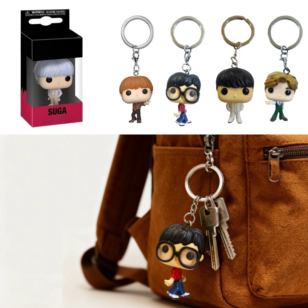 جيب المفاتيح Suga V Jin RM جمع لعبة الشكل على ظهره الديكور الفينيل عمل الشكل المفاتيح تحصيل لعبة مجسمة هدية #1