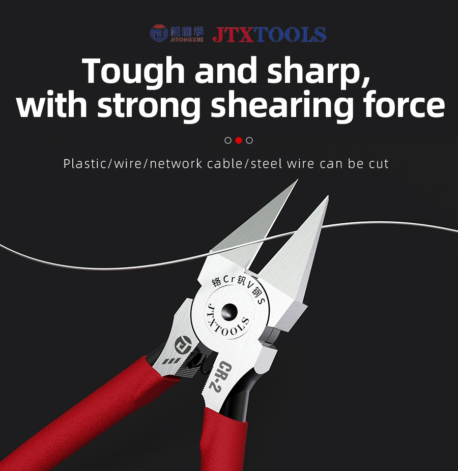 JTX CR-2 Cr-V Steel Precision Hard Cutting Pliers Mobile Phone Maintenance Shield Cutting Pliers Ultra-hard Cutting Edge Pliers