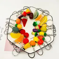 2023 Multi-style New Novel Fruit Avegetable Series Personality Simulation Resin Food Activity Gift Pendant Keychain Wholesale