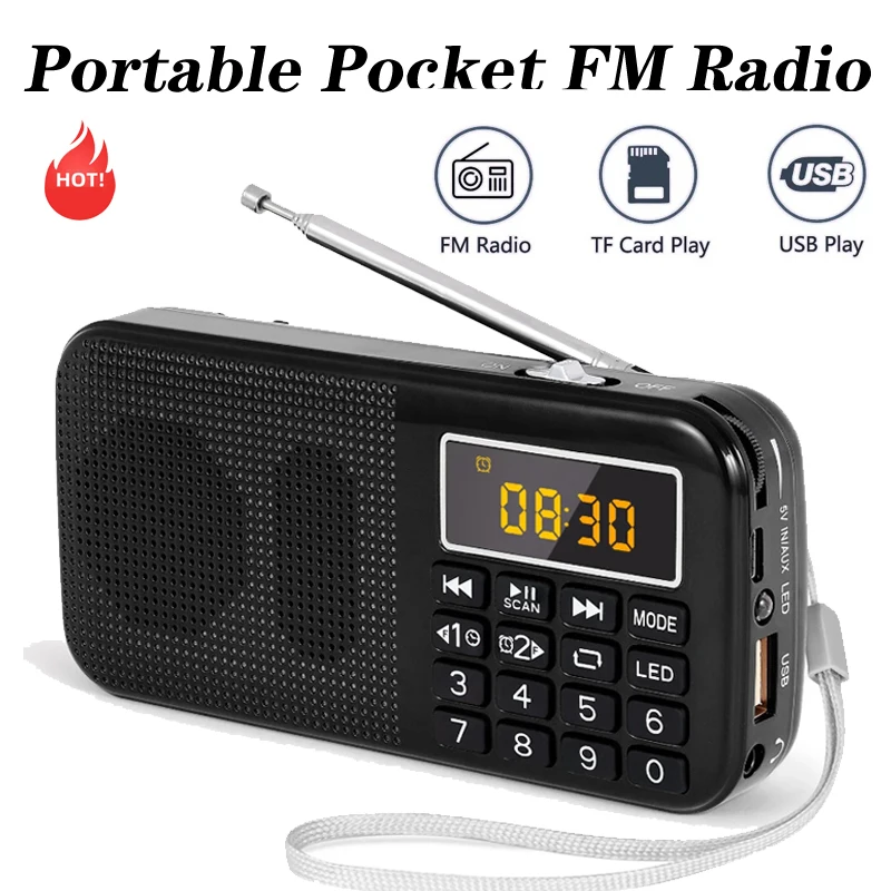 

Portable Fm Radios Digital Mp3 Radios Led Display Rechargeable Radio Usb Sd Tf Aux Player Two Slots Multifunctional Speaker