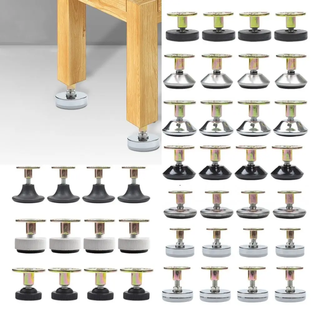 4pcs Height Adjustable Furniture Leg Leveling Chair Leg Feet Furniture Mat Screw-in Base Sofa Bed Cabinet Floor Protector