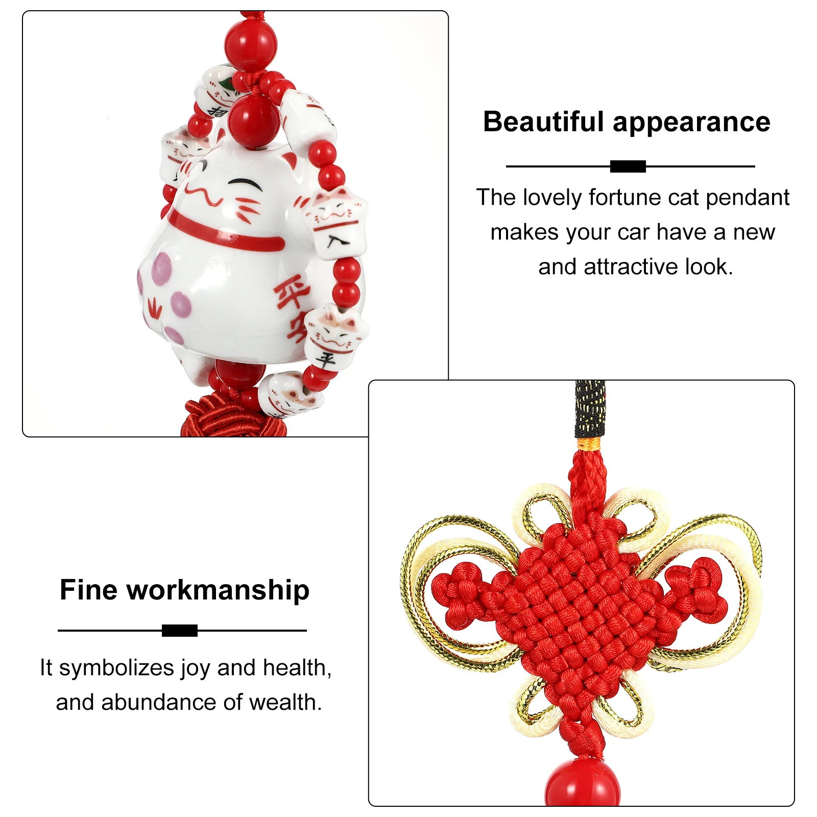 Cat Car Ornament Ceramic Hanging Adornment Lovely Decor for Home Office Vehicle 1Pcs Cat Car Ornament