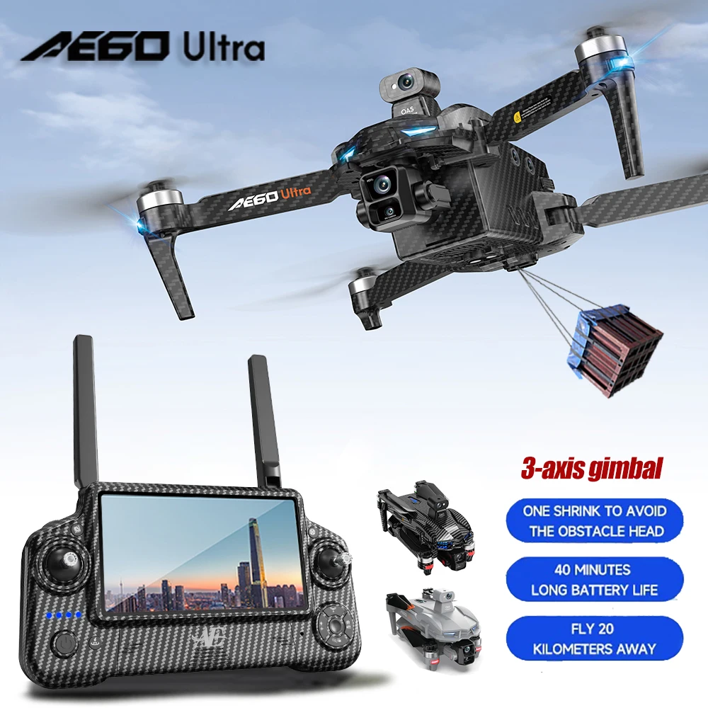 

AE60 Ultra GPS Drone 4K Profesional HD Camera 3-axis gimbal Aerial 360° Obstacle Avoidance Touch Screen FPV Drone RC Quadcopter