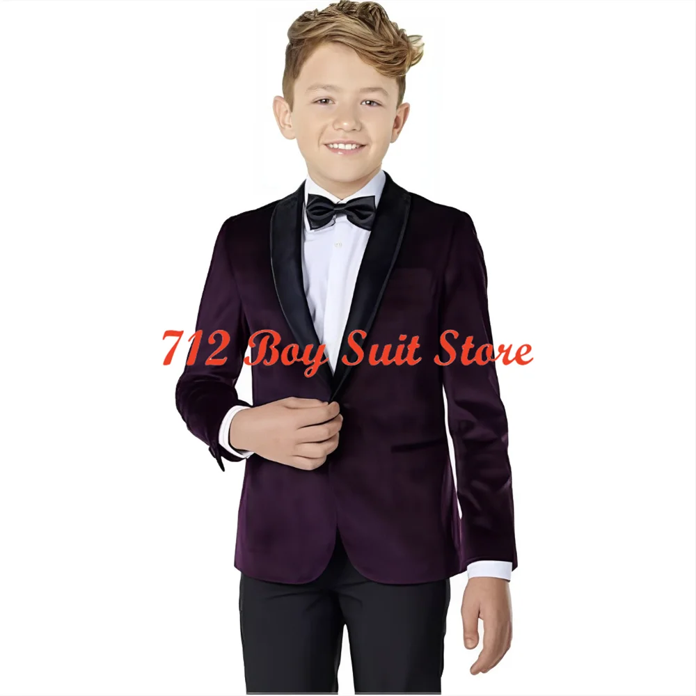 

Velvet Suit for Boys Wedding Tuxedo 2-Piece Set Shawl Collar Jacket Pants Kids Party Blazer Set For 2-16 Years