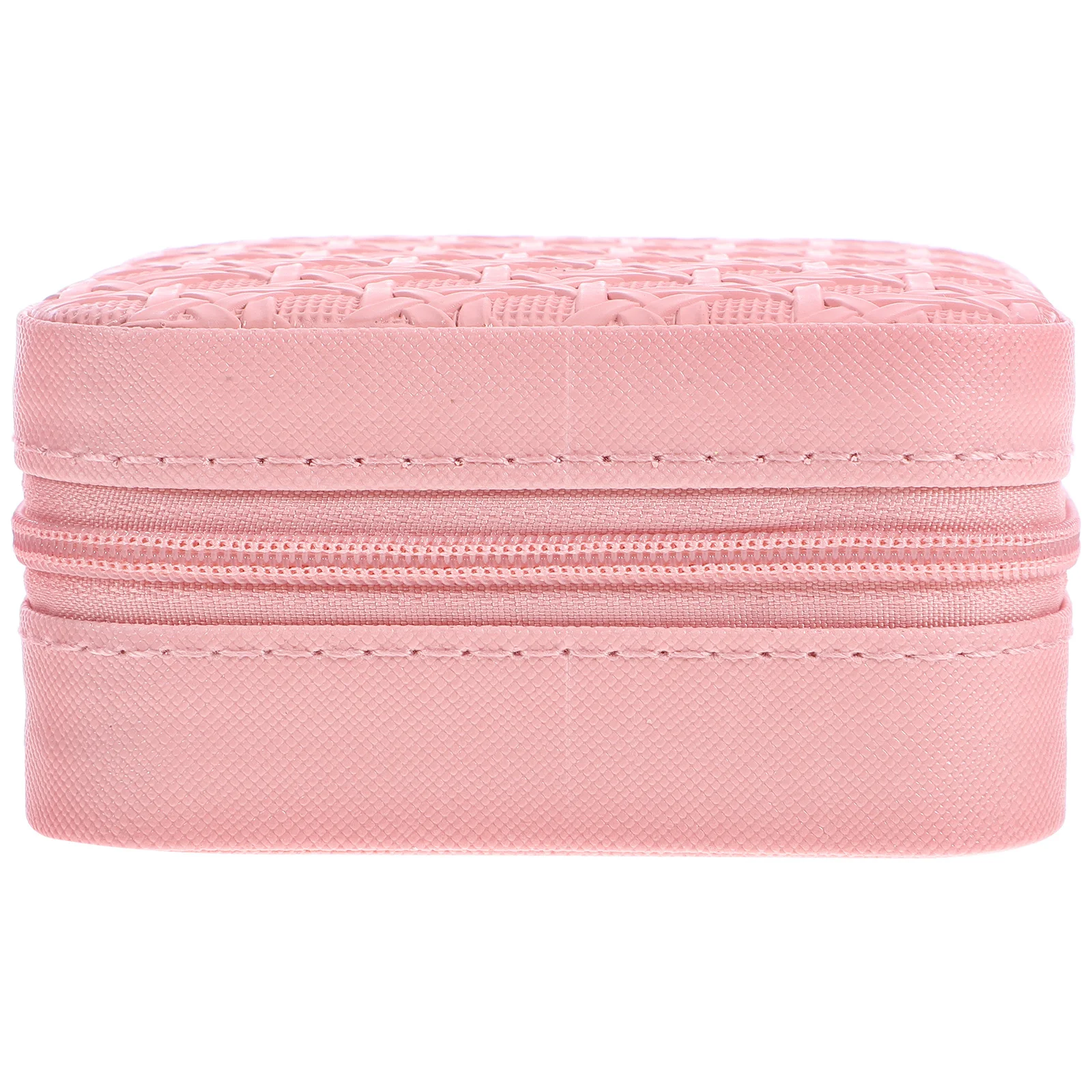 Portable Travel Jewelry Box Compact Lightweight Organizer for Earrings Necklaces Bracelets Brooches with Elegant Woven Pattern