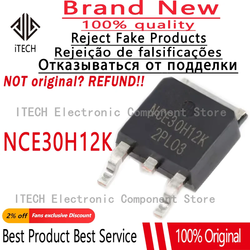 10pcs/lot Original NCE30H12K N-Channel Power MOSFET 120A/30V 4.5mOhms TO-252 Chip 100% New and Genuine