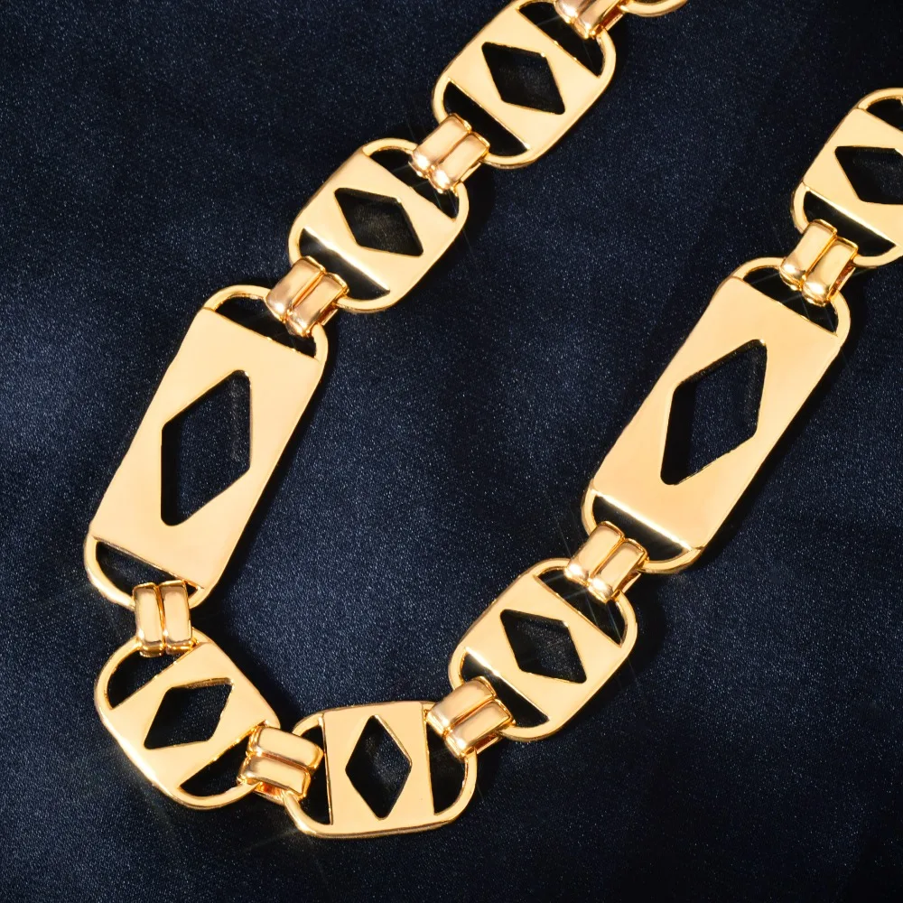 

Geometrical Hollow Out Rhombus Link Chain Neckalce Bracelet for Men Women 316L Gold Silver Color Stainless Steel Fashion Jewelry
