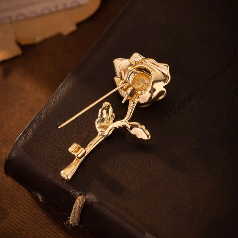 الفاخرة الراقية الذهب لهجة روز زهرة بروش دبوس للنساء والرجال - بدلة أنيقة معطف شارة الأزياء والمجوهرات التلبيب التبعي #3