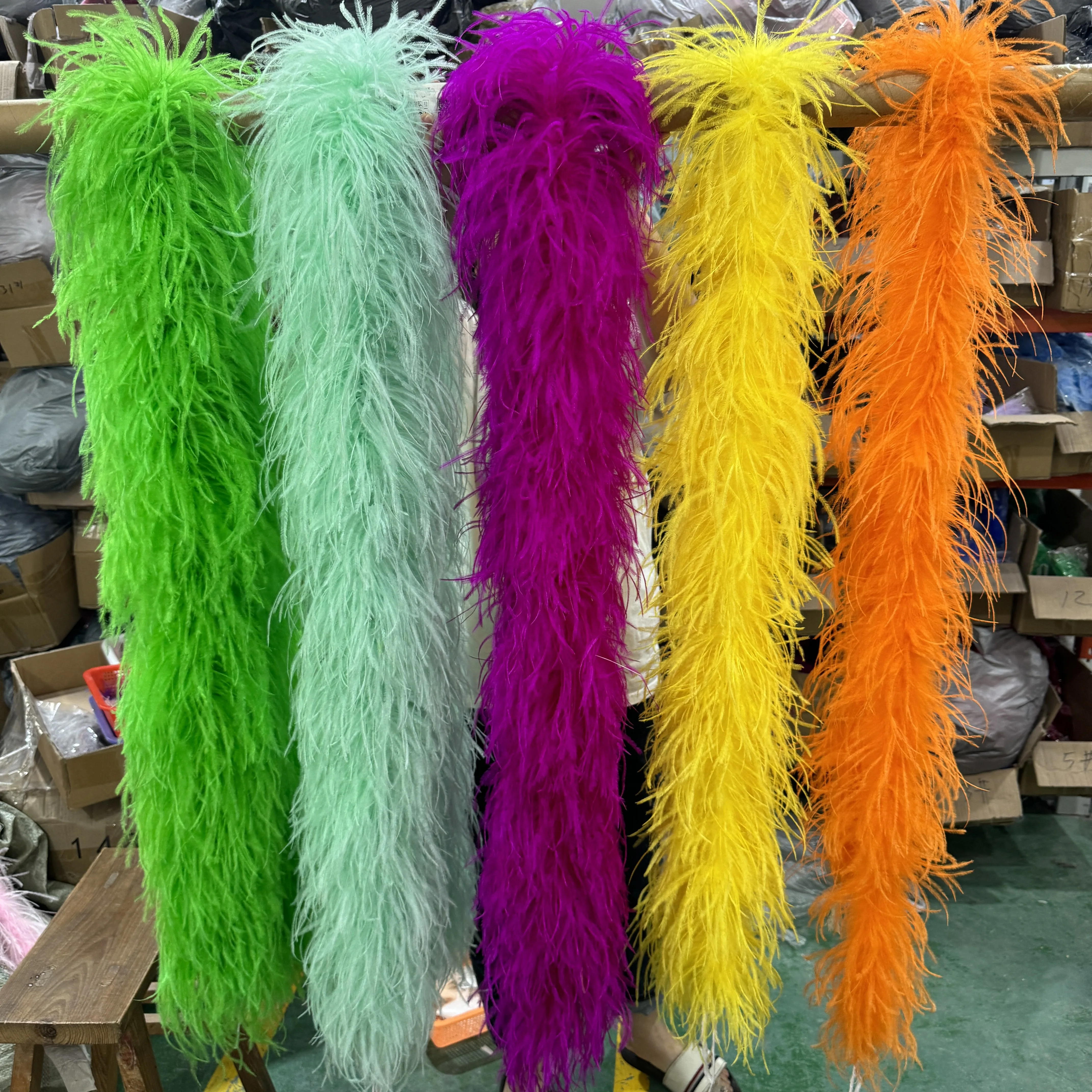 3/4/6/8/10PLY Natural Ostrich Feathers Boa 2M Ostrich Feather Shawl for Women Wedding Party Dress Plume Scarf Sewing Accessories