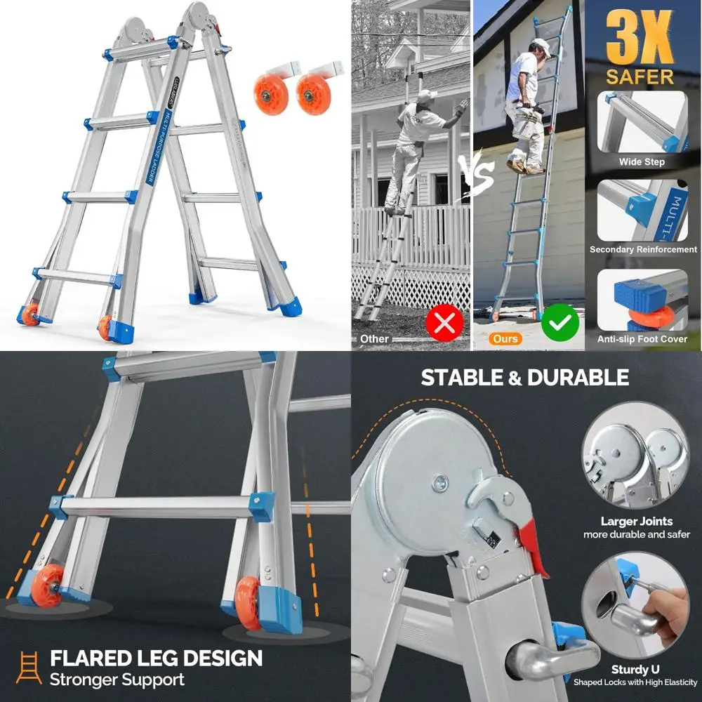 Zestaw osprzętu do drabiny przesuwnej dwukierunkowej o długości 2,4 metra (8 stóp) bez drabiny, 1220 mm na szynę