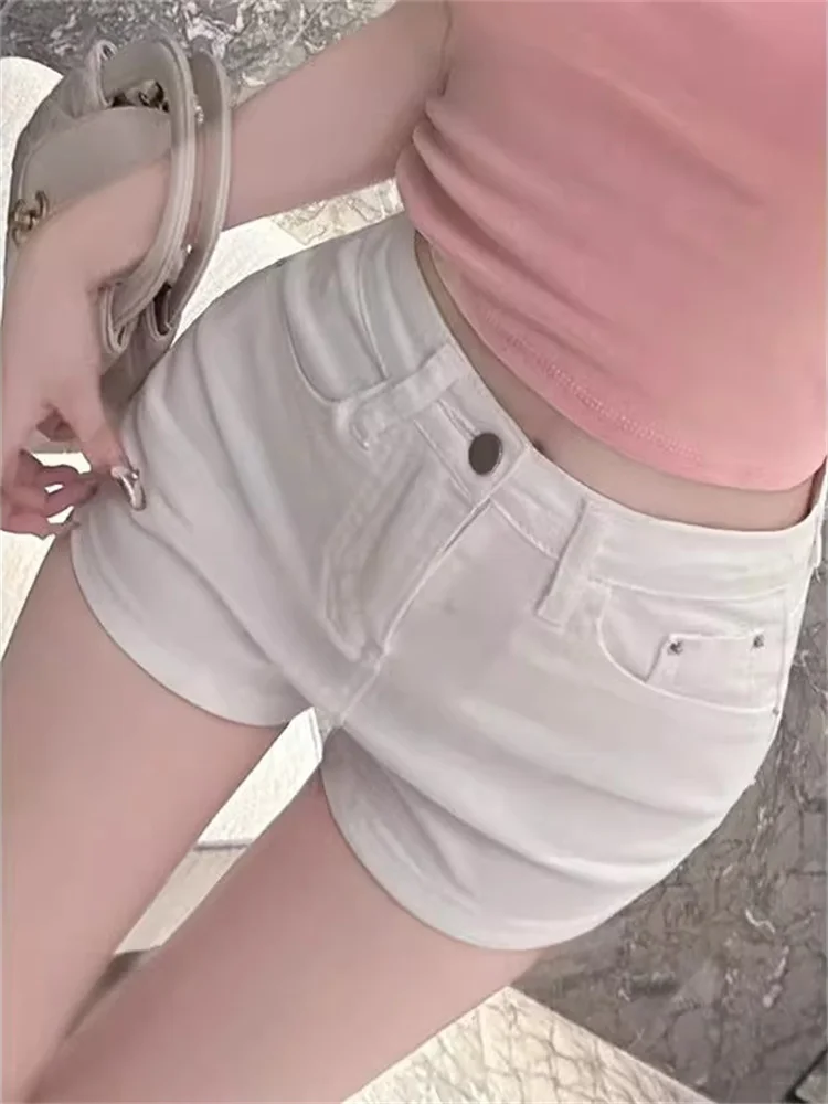 

Summer Low Waist plus Size White Denim Shorts Women's Casual High Street Spicy Girl Hot Pants Small Size Versatile Casual Shorts