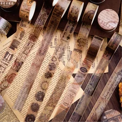 18.5mm*2m Vintage Washi Paper Tapes Junk Journal DIY Scrapbooking Creative Stationery Decor Diary Marking Adhesive Tapes