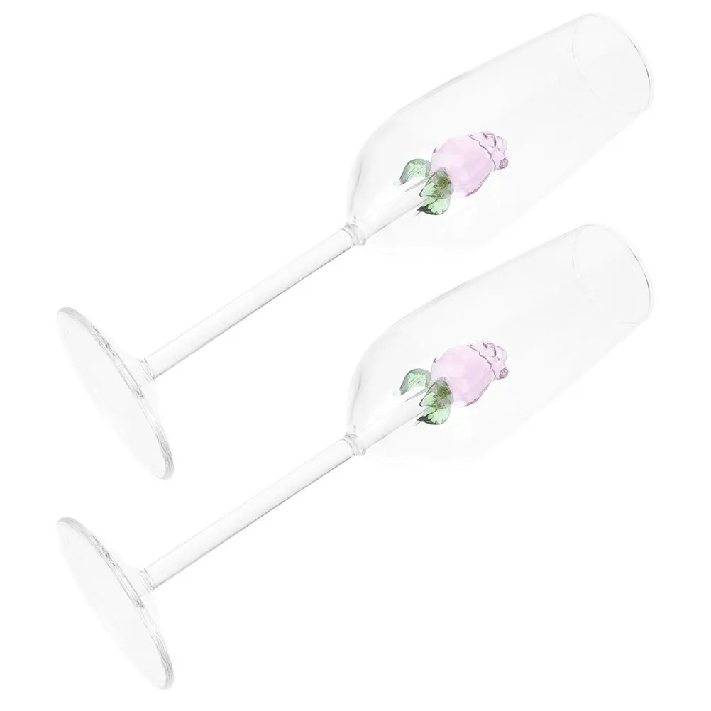 

2Pcs Rose Crystal Glass Wine Goblets Retro Elegant Design Party Cocktail Glasses Decorative Portable Wine Cups