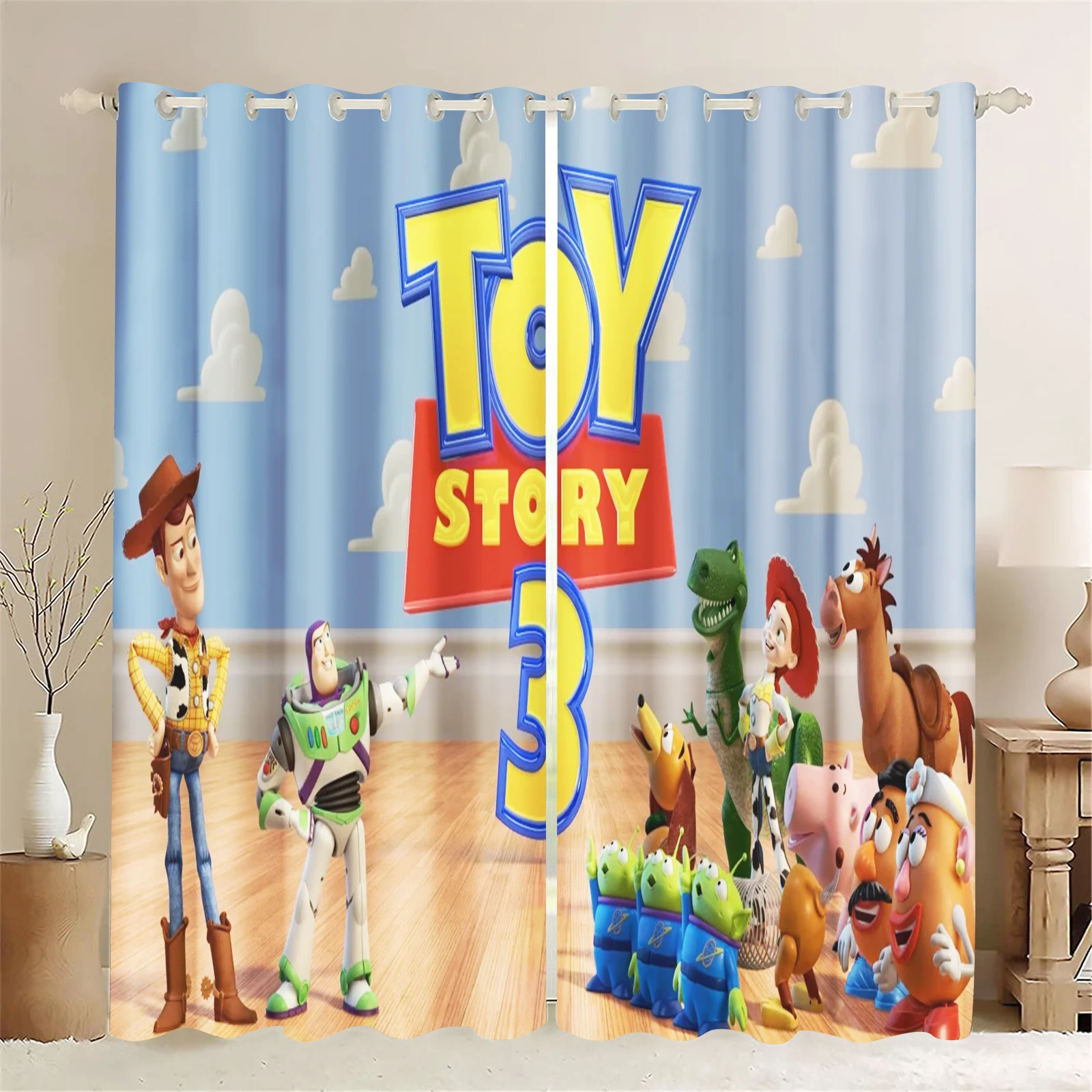 Toy Story Cartoon Anime 100% Polyester Printed  Curtains For Living Room Living Room Bedroom Blackout Curtains Home Kitchen