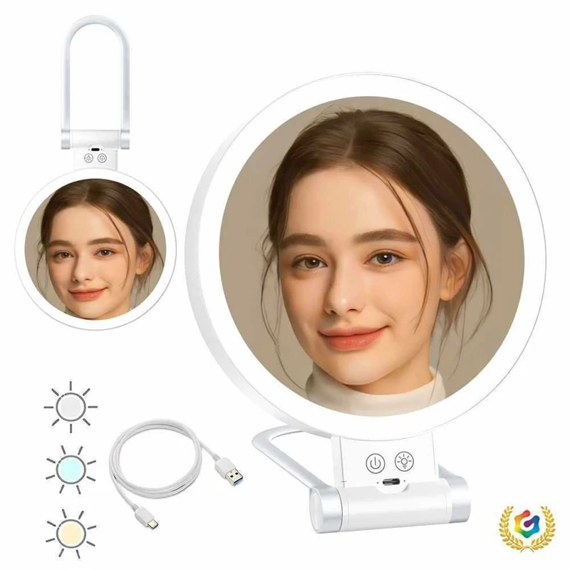 

Portable Handheld Makeup 10X 20X Magnifying Foldable Double Sided Lighted Cosmetic Mirror For Travel Vanity Women Teens Gift