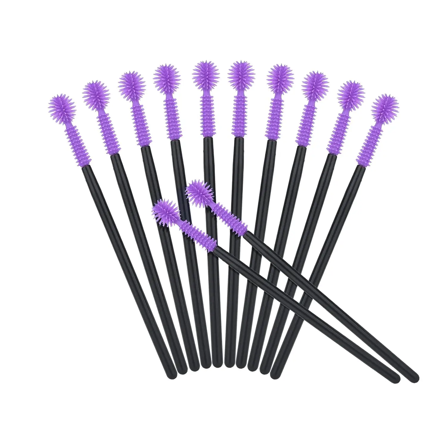 50 cepillos de silicona morados para pestañas, varitas desechables para rímel con forma de bola ajustable para extensiones de pestañas y maquillaje