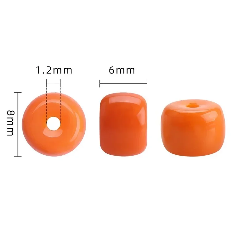 Glass Barrel Beads 6*8MMDIY Jewelry Accessories Porcelain Color Imitation Jade Glass Cylindrical Beads Frosted Beads Scattered