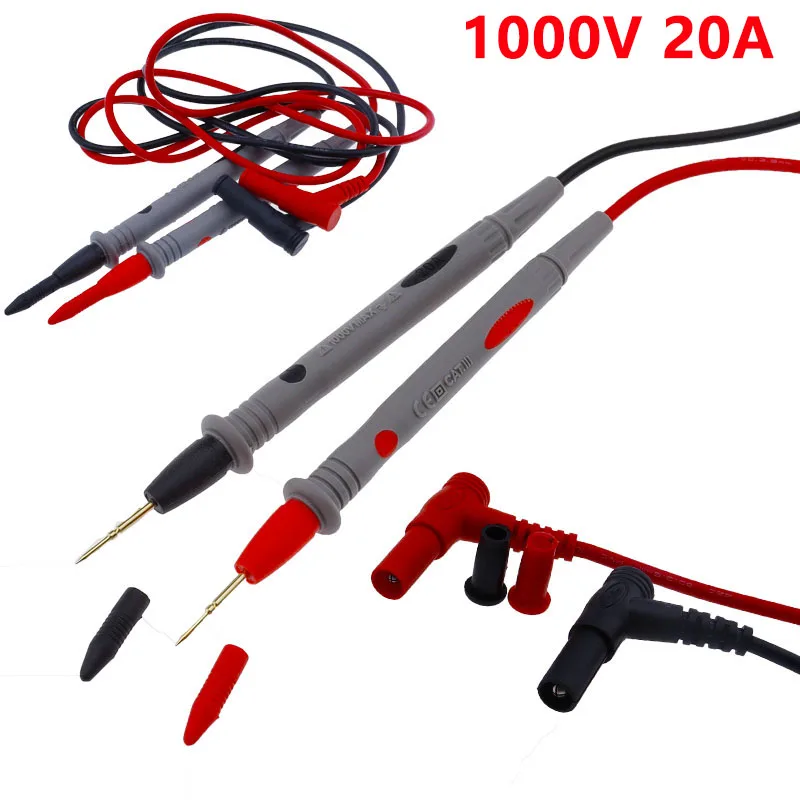 1 Pair Universal Probe Test Leads Pin for Digital Multimeter Needle Tip Meter Multi Meter Tester Lead Probe Wire Pen Cable 20A