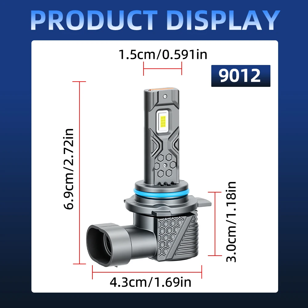 2x Auto Diode Lamps 12V HIR2 9012 PX22d Led Headlight 6000K Wireless Bulbs For Jeep Cherokee (KL) 2014-2026 2017 2018 2019 2020