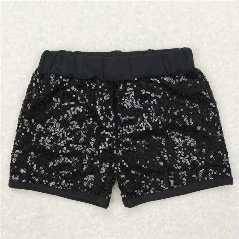 Pantalones cortos de lentejuelas negras para niñas, ropa de verano, moda, recién llegados, SS0038