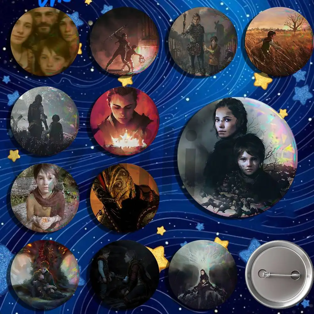 A-A P-Plague Tale R-Resonance Button Pin Single Pack Anime Merch for Ita Bags Badge Collectible Buttons TH