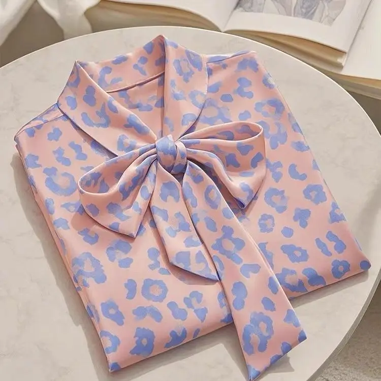 

Spring European Faion Unique Design Slimming Printed irt Luxury Sensation Small ence Design Korean Sle Long Sve