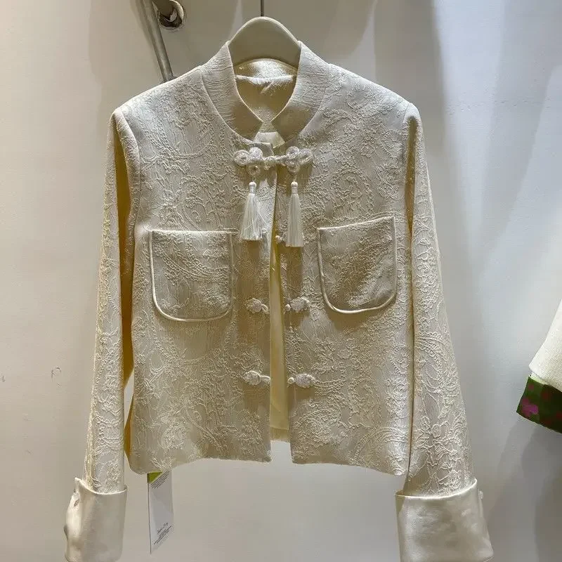 New Chinese retro national style buckle pocket coat women's spring and autumn new tassel fashion personality loose cardigan