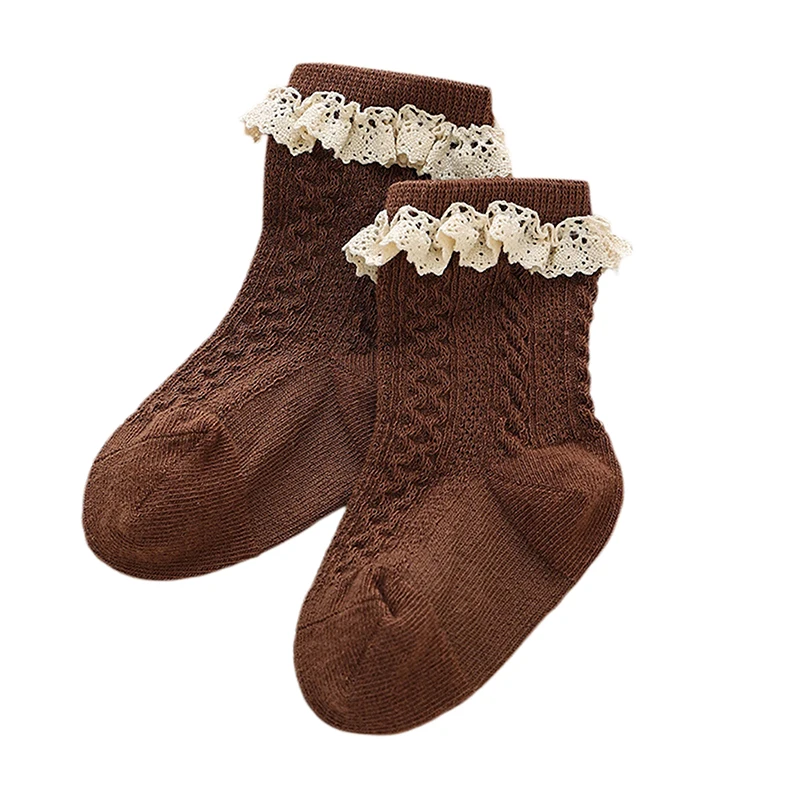 

Toddler Baby Girls Princess Socks Spring Autumn Lace Trim Socks for Party Wedding Photography