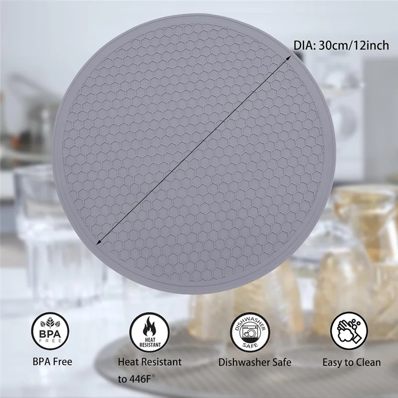 HGFLE-Silicone Microwave Mat - Round 12Inchx12inch - 4Pcs Heat Multifunctional Mat, Splatter Guard, Trivet, Hot Pad - view 6