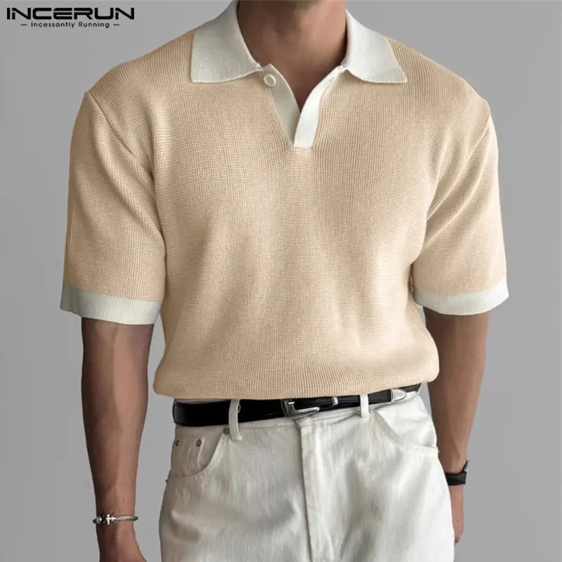 2024 Men Shirt Patchwork Lapel Short Sleeve Summer Fashion Casual Men Clothing Streetwear Korean Style Male Shirts S-5XL INCERUN