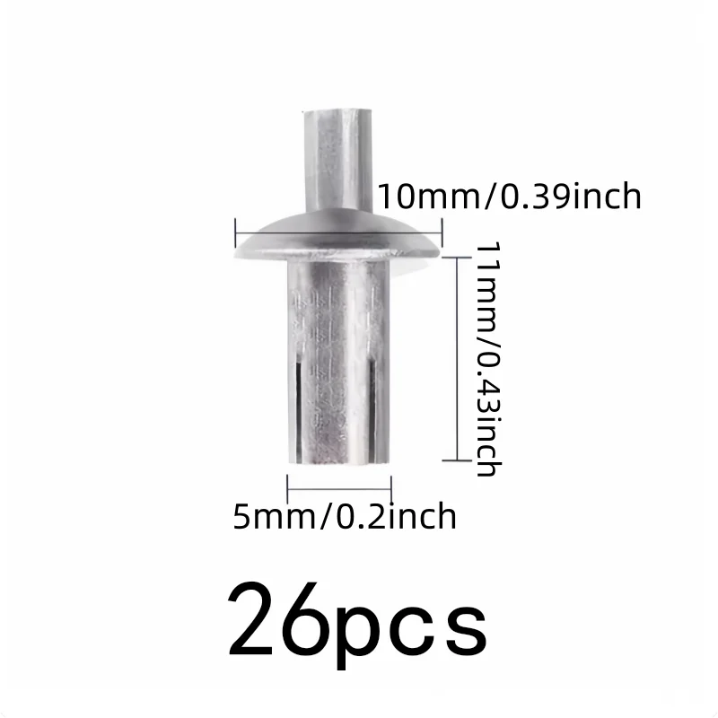 26 pcs 5*11mm Strike Core Expansion Rivets, Sheet Metal Joining, Expansion Lock Design, Hammer Strike Installation