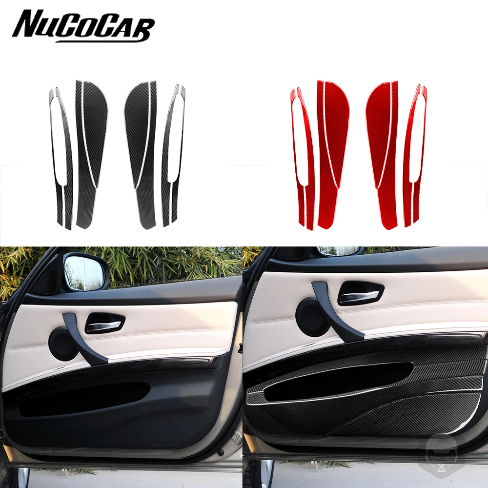 For BMW 3 Series E90 2005-2012 Carbon Fiber Front Door Storage Anti-kick Panel Car Interior Accessories Decorative Stickers