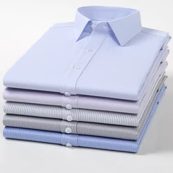 Quality Elasticity Anti-Wrinkle Men Shirt Long Sleeves Dress Shirts For Men Slim Fit Camisa Social Business White Shirt S-5XL