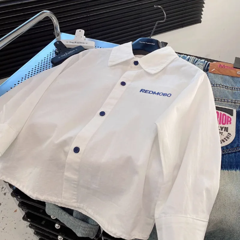 قميص مطرز بأكمام طويلة للأولاد والبنات للأطفال جديد ربيع الخريف كوري فضفاض كاجوال عصري مريح #6