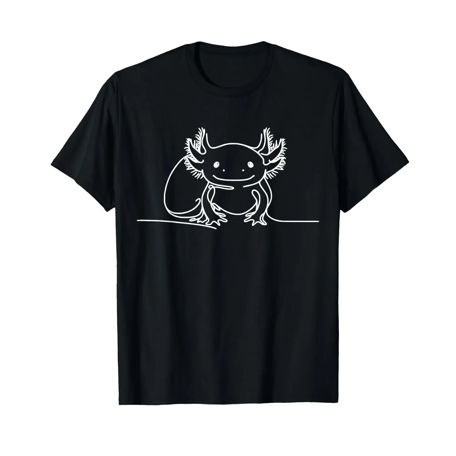 Cute axolotl line art drawing salamander amphibian t shirt vintage Washed Unisex Breathable graphic Stretched designer clothes