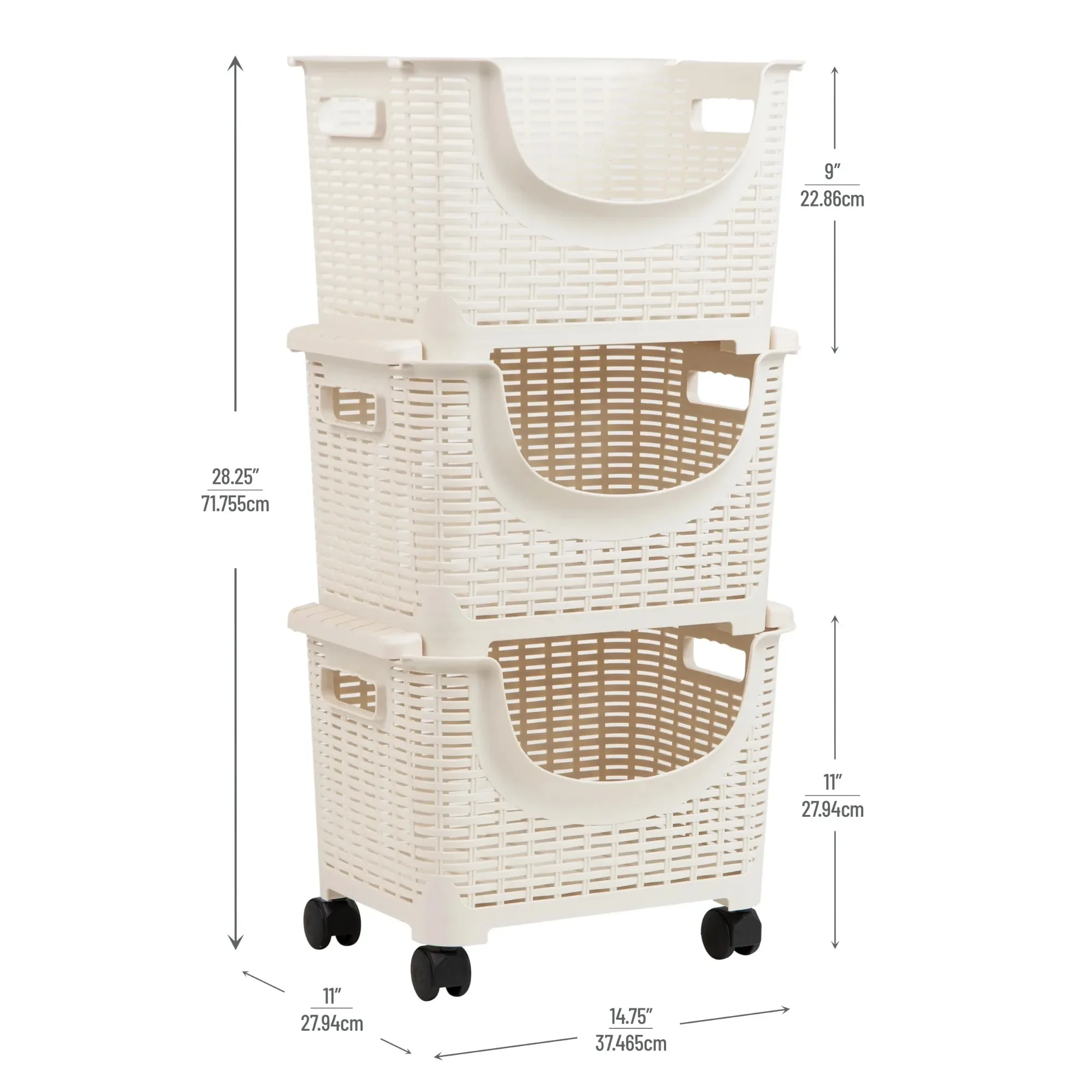 Versatile Ivory Rolling Storage Cart, Lightweight & Mobile, For Kitchen Toys & Laundry Room Organization