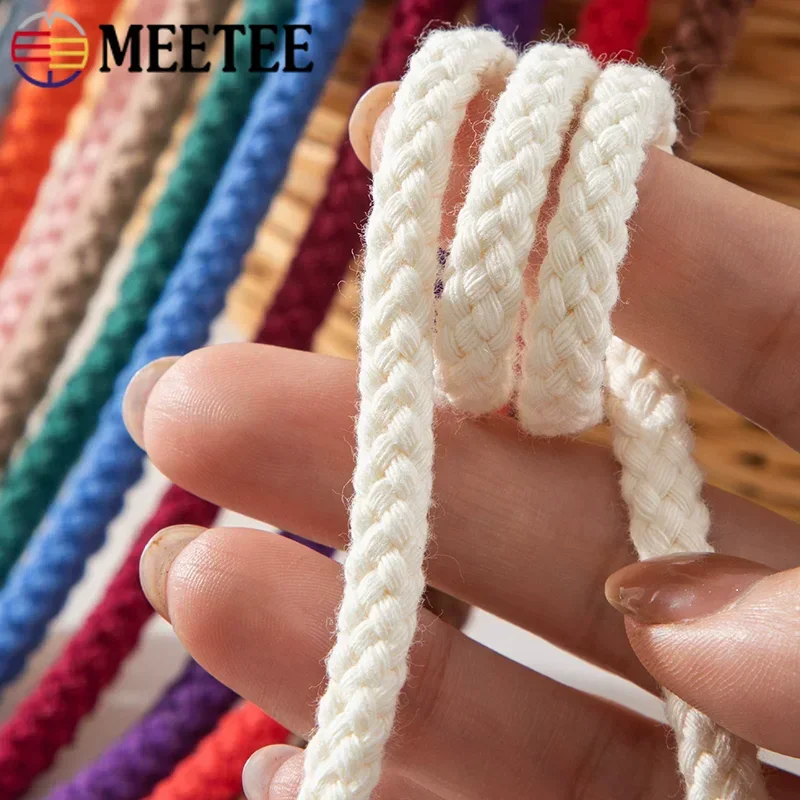 10/50M 5/7mm Cotton Cord Sewing Twisted Rope Bag Strap Weave Cords Woven String Home Textile Decoration Ropes Craft Accessories