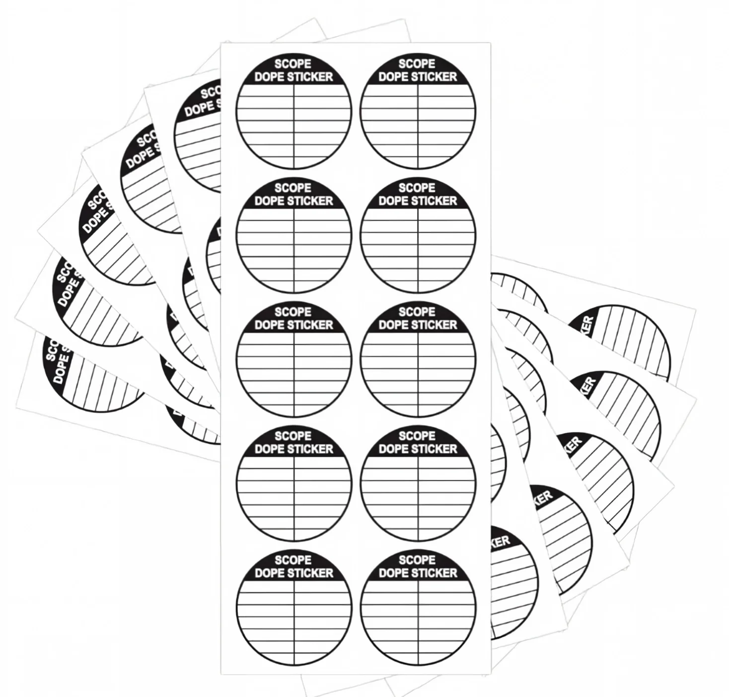 10-Pack Writable DOPE Stickers for Rifle Scope Long Range Shooting - Fits Most Caps - Use with Range Cards Dope Cards 1.5 Inch D