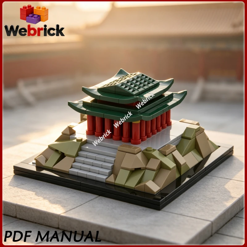 Oriental Ancient Palace Diorama MOC Building Blocks, Micro Jade Palace Modular Model, Decorative Collectible Construction Toy