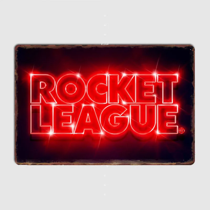 Rocket League Red Logo Neon Sign Metal Sign Poster Garage Room Wall Decoration Cinema Living Custom Tin Vintage Home Decor