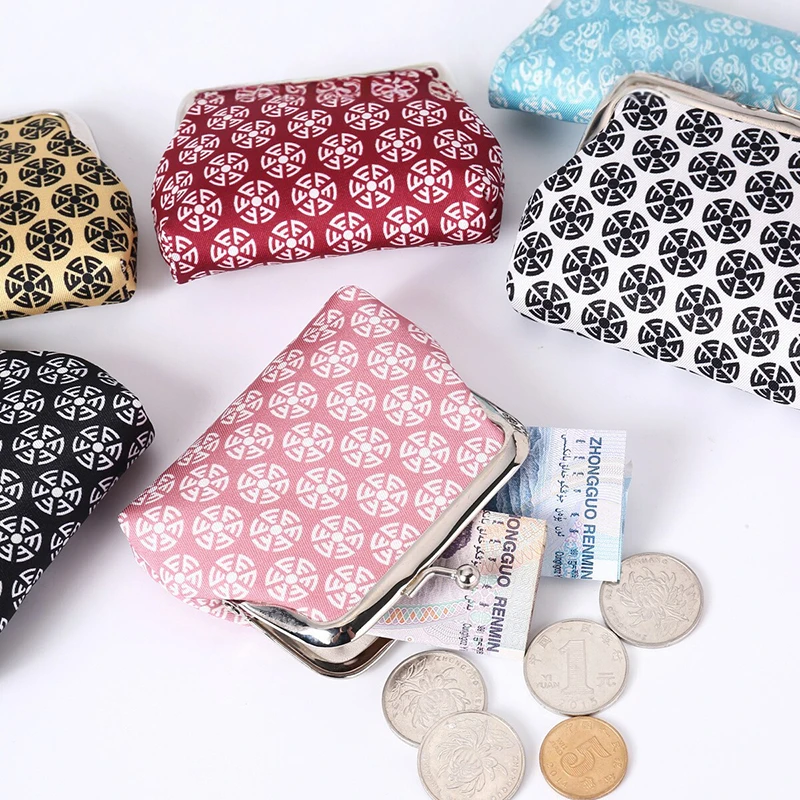 Coin Holder Bag Artistic Kiss-Lock Purse Cotton Coin Purse Cotton Unisex Small Pouch For Festivals Shopping Traveling