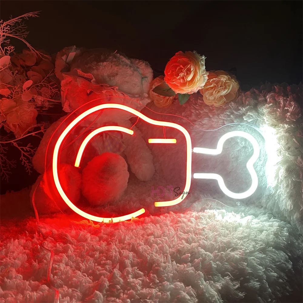 Neon Led Sign Chicken Leg Food Custom LED Neon Night Lights Sign USB for Room Wall Decor Food Shop Decoration Signboard Lights