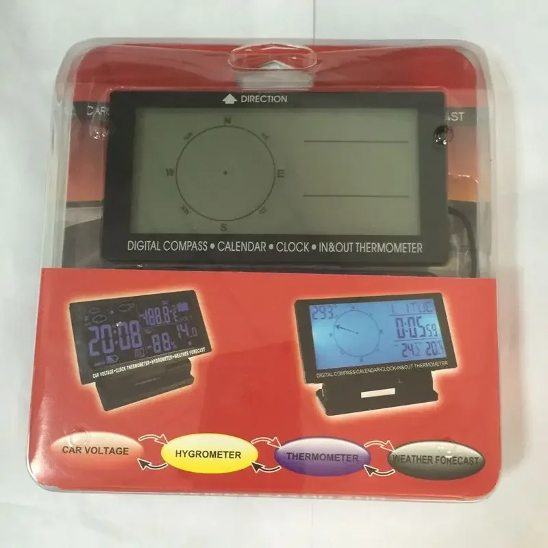 Stable EC60 Large Screen 24V Backlight Car Clock Indoor And Outdoor Temperature And Humidity Weather Forecast Voltmeter Multifun