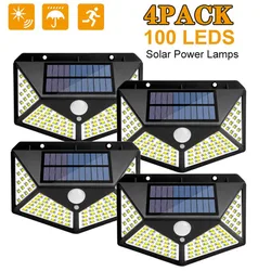 Luces LED solares de pared para exteriores, lámpara con Sensor de movimiento PIR, alimentada por energía Solar, farola de jardín, 1/2/4/8/12 piezas, 100