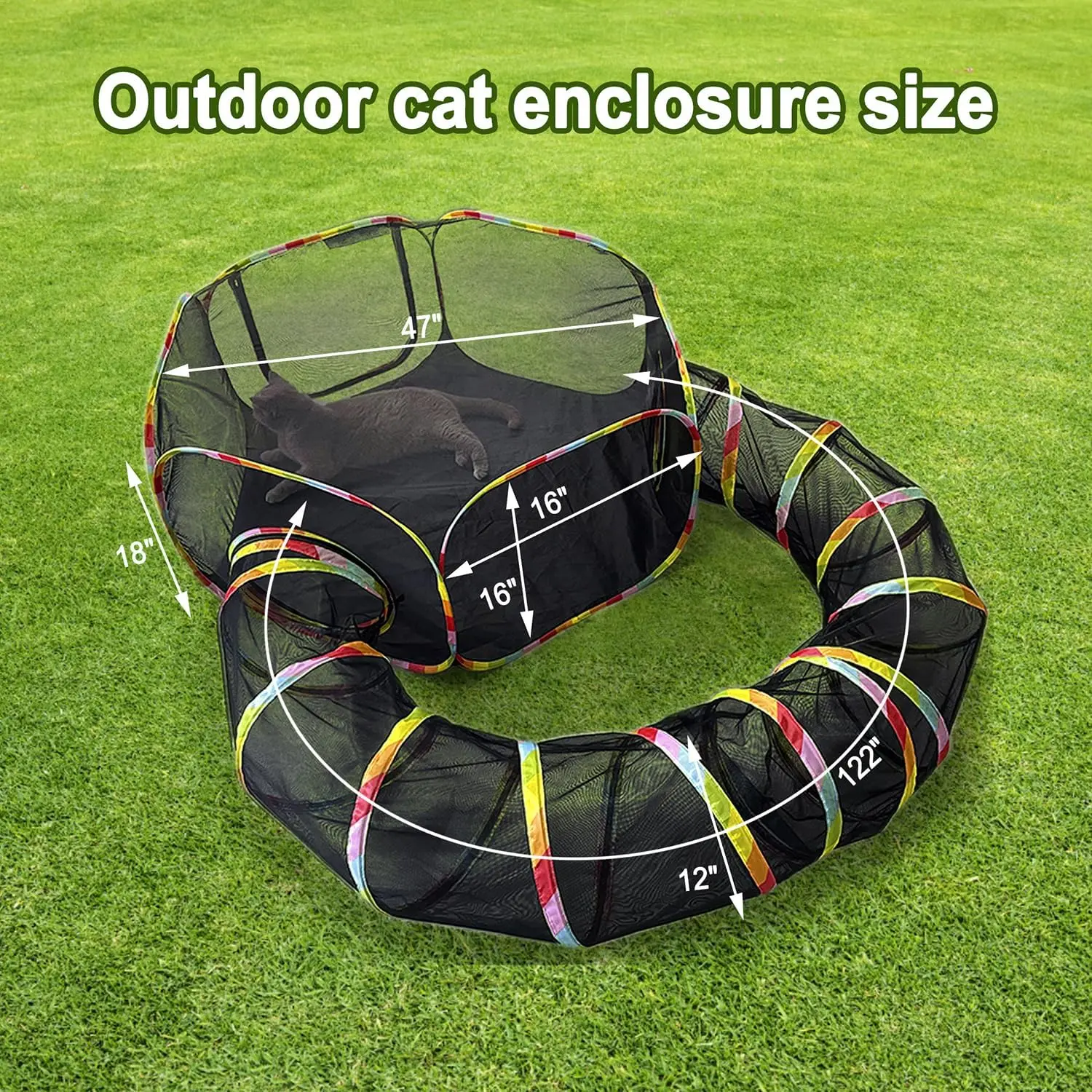 Outdoor portable cat tents, cage-free outdoor cat enclosures, cat tunnels, outdoor cat playgrounds for small animals