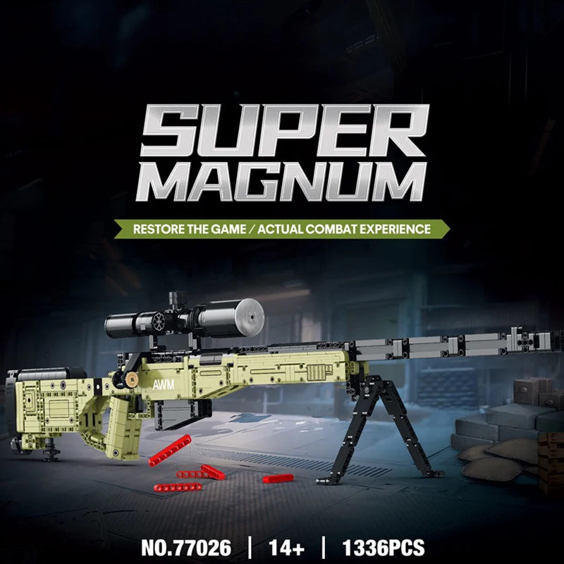 1336 Stück awm Scharfschützen gewehr Modellbau steine Militär waffe Super Magnum mit Zielfernrohr