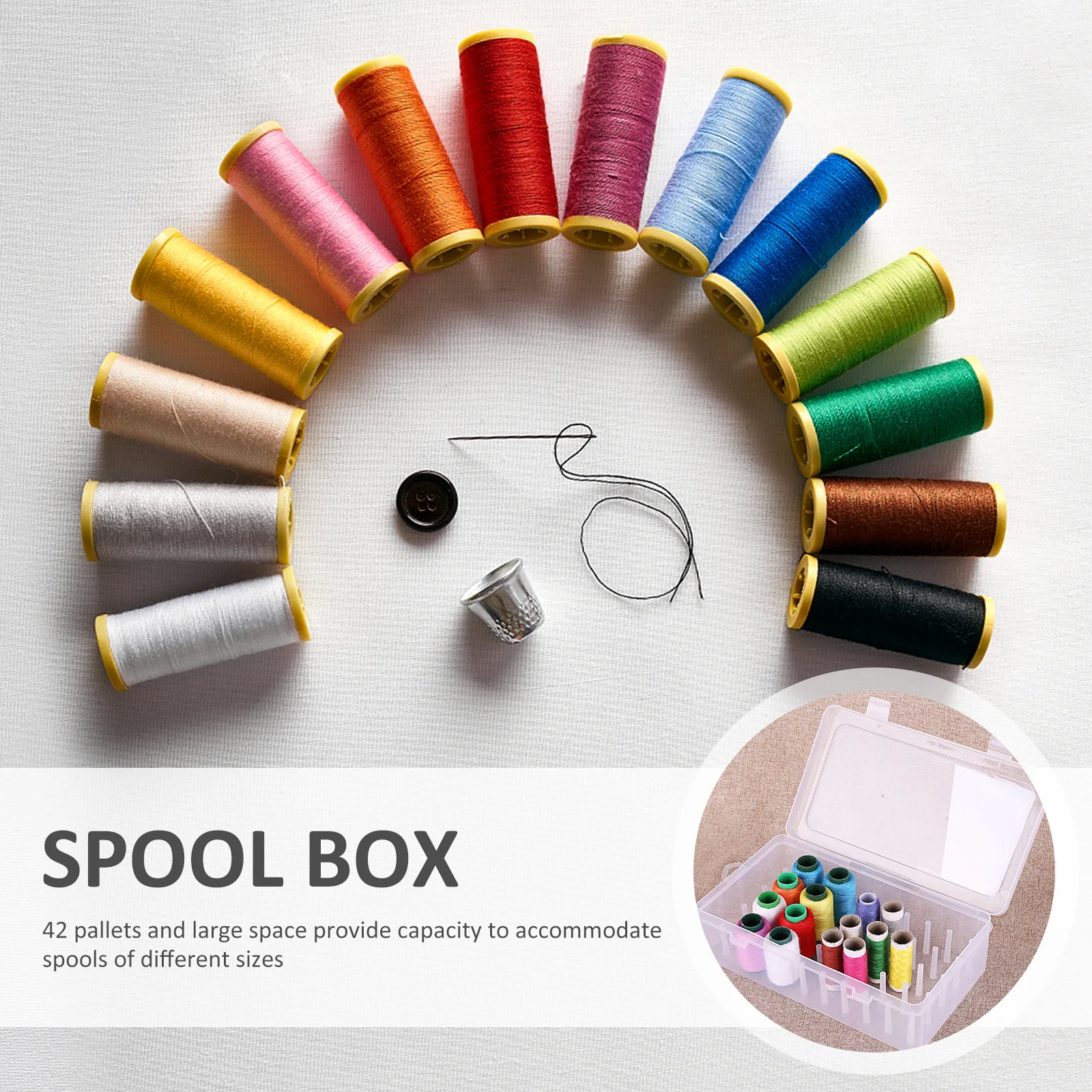 

2pcs Transparent 42-Slot Embroidery Thread Holder Case For Sewing Threads Organizer Storage Box Dustproof Clear Window Plastic