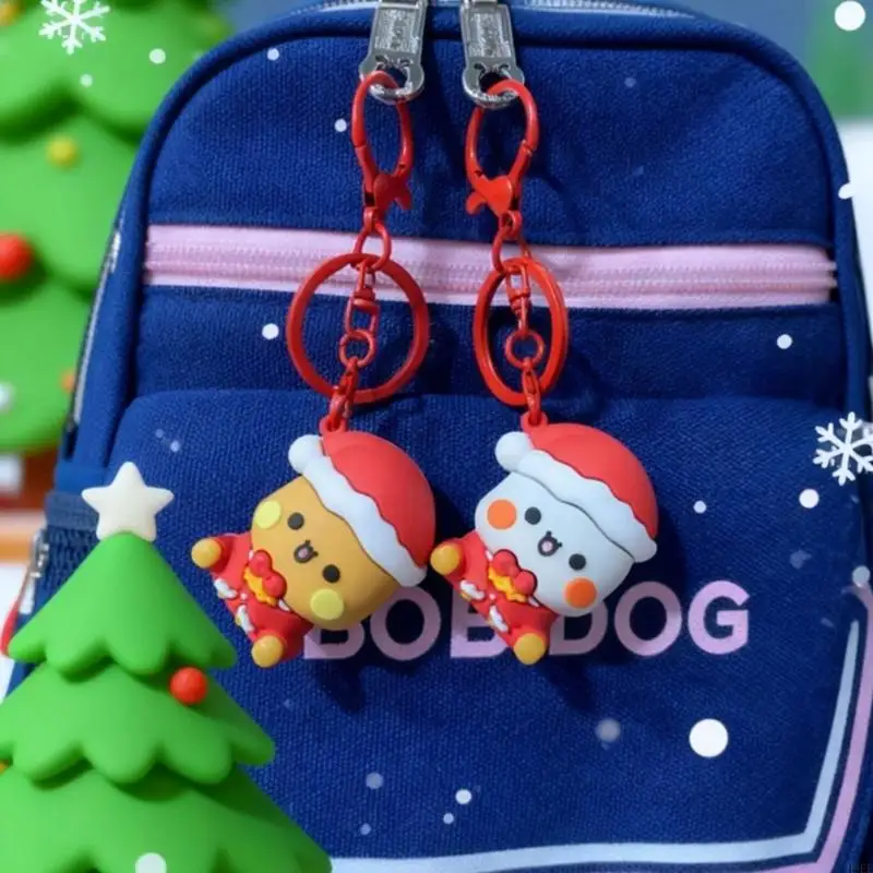 Christmas Themed Doll Keychain Festive Santa Keyring Strong PVC Decorative Accessory Holiday Gift For Car H9EE
