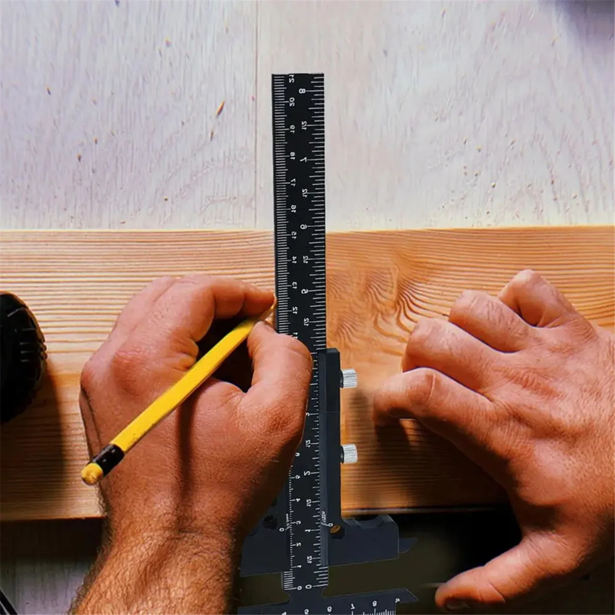 ABEZ T 눈금자 금속 슬라이더 눈금자 정확한 Woodworker 가장자리 눈금자 각도 측정 스크라이브 도구 목공 실용 목수A