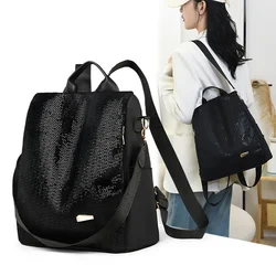 High Quality Sequin grid School For Teenage High capacity Women Oxford cloth Backpacks Girls Ladies Bagpack Travel Shoulder Bag